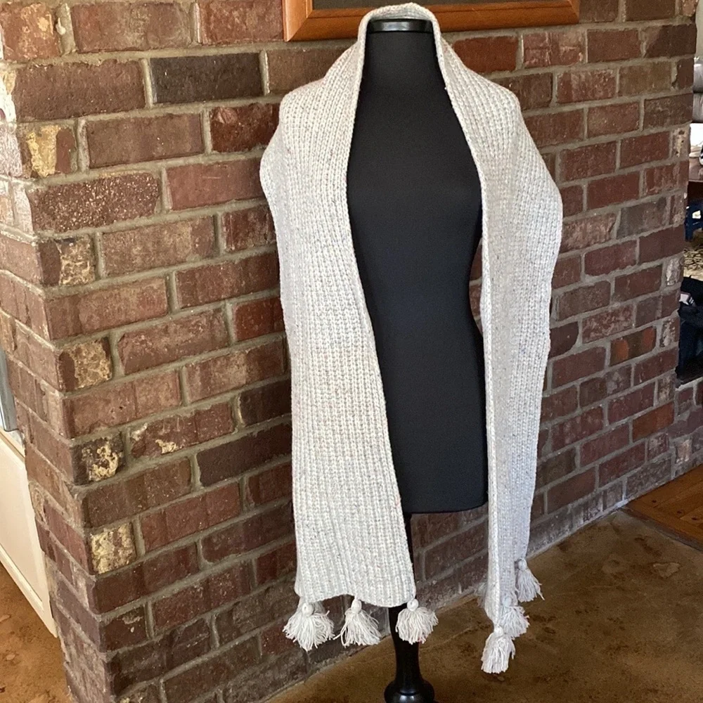 J. Crew grey multicolored wide woven wool knit sweater scarf‎ wrap
